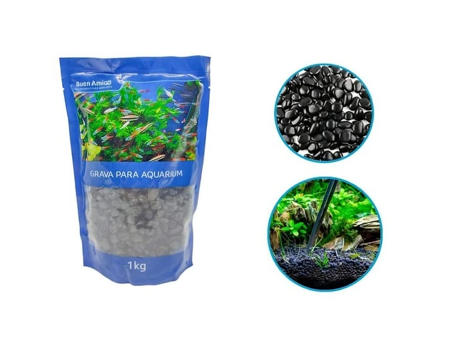 GRAVA PARA AQUARIUM BUEN AMIGO 1 KG COLOR NEGRO