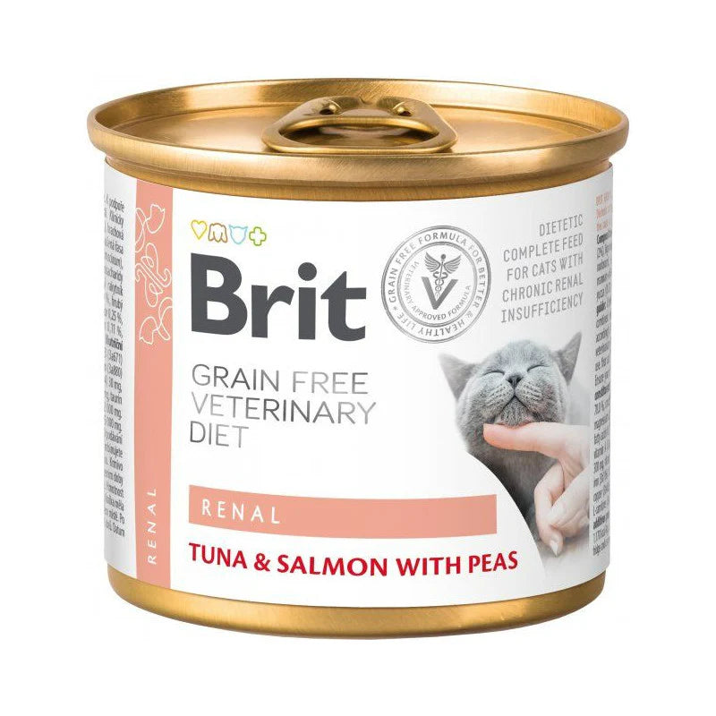 LATA BRIT CARE VETERINARY DIET RENAL TUNA Y SALMÓN WITH PEAS 200 G