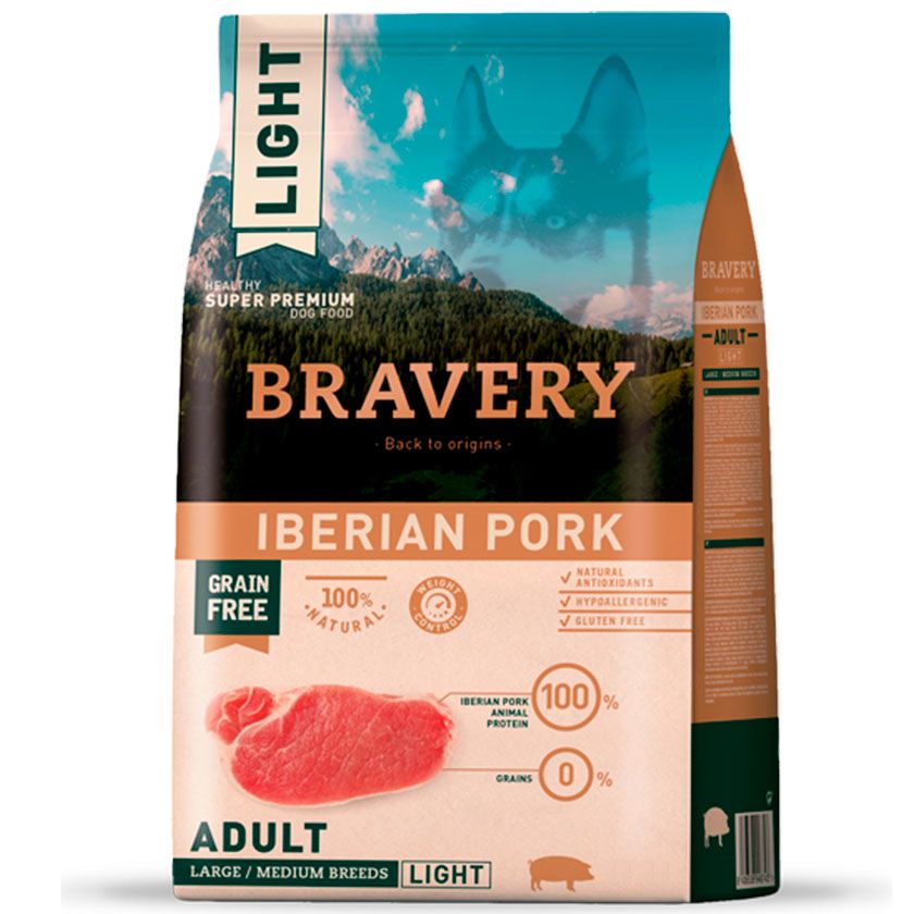 BRAVERY LIGHT IBERIAN PORK ADULT LARGE/MEDIUM BREEDS 4 KG