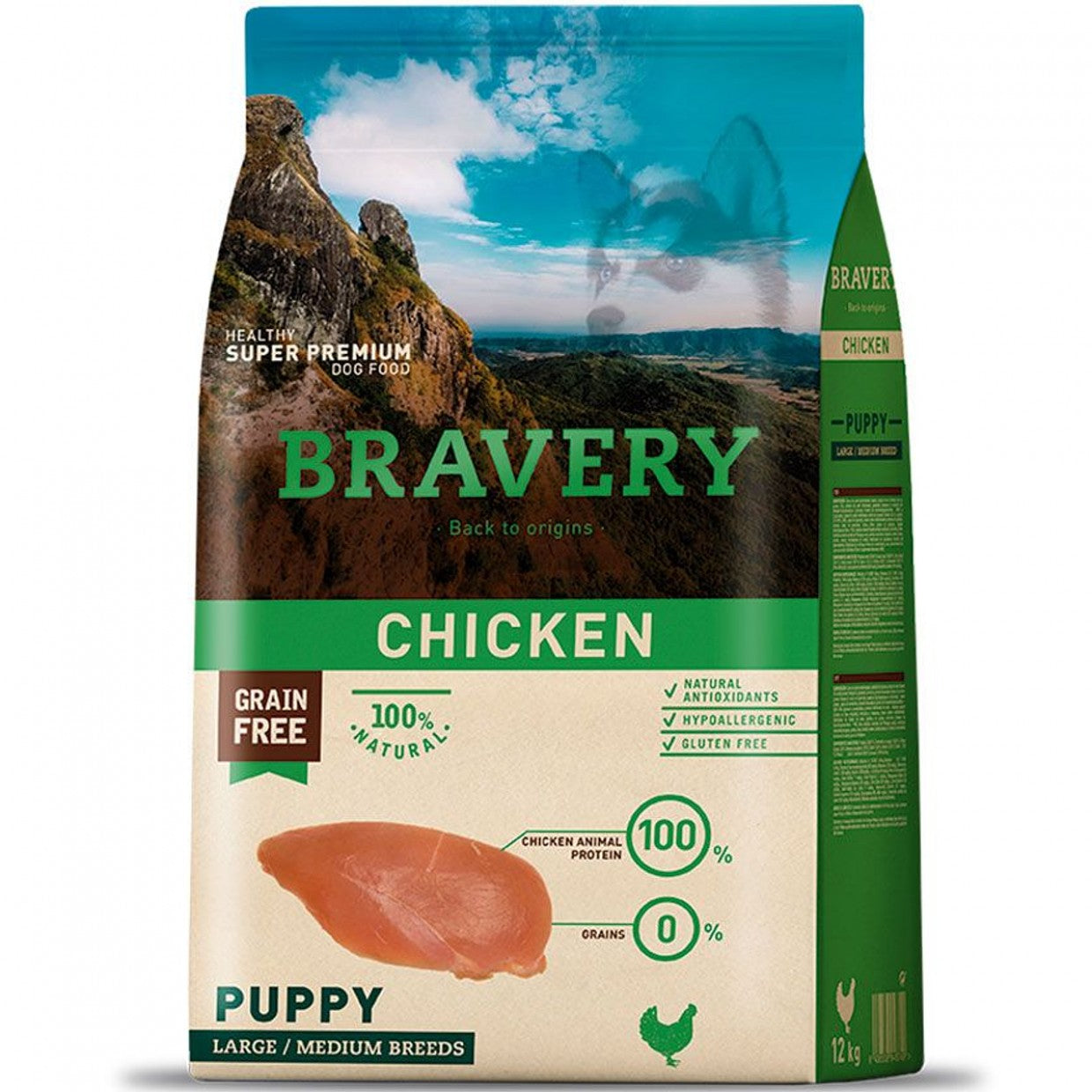 BRAVERY CHICKEN PUPPY LARGE/MEDIUM 4KG