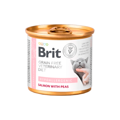 LATA BRIT CARE VETERINARY DIET HYPOALLERGENIC SALMÓN WITH PEAS 200 G