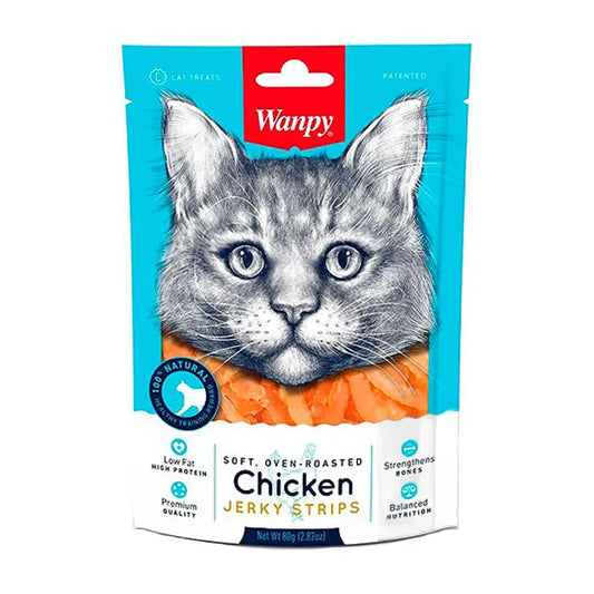 WANPY SOFT CHICKEN JERKY STRIPS 80GR