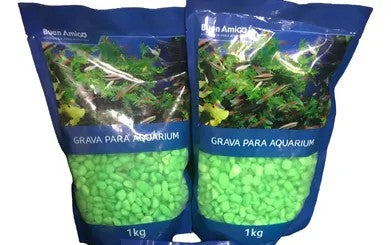 GRAVA PARA AQUARIUM BUEN AMIGO 1 KG COLOR VERDE