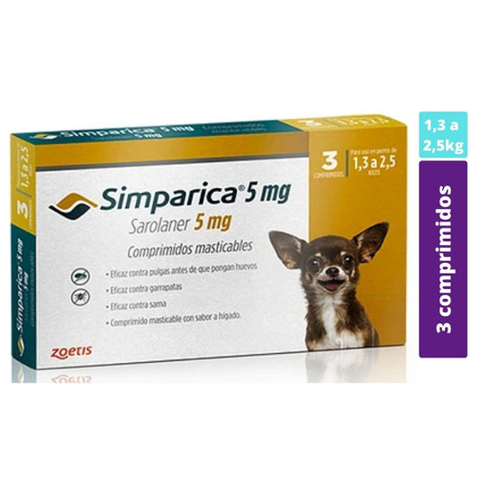 SIMPARICA 1.3 A 2.5KG 3 COMPRIMIDOS